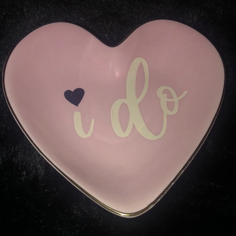 I Do‎  Ceramic Jewelry Ring trinket heart dish